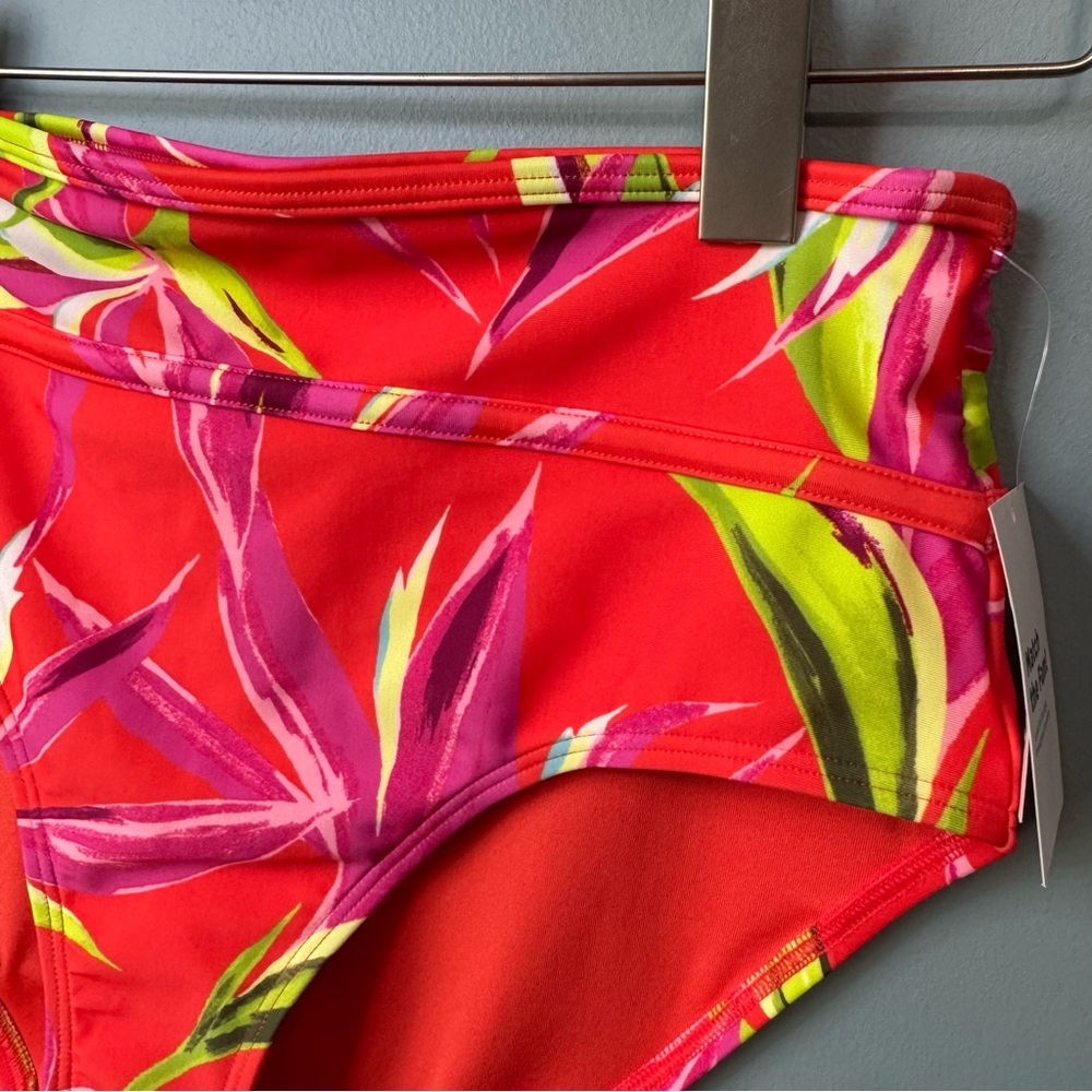 Old Navy Banded High Waist Tropical Orange Red Swim Bottoms. NWT. Women’s Med - Picture 8 of 13